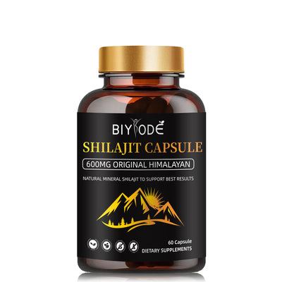 600mg Shilajit Himalayan Capsules with Organic Shilajit Powder Natural Fulvic Acid - Biyode