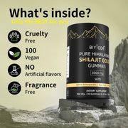 Biyode Pure Himalayan Shilajit Gold Gummies 100% Natural Organic 60 Gummies