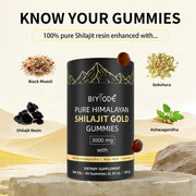 Biyode Pure Himalayan Shilajit Gold Gummies 100% Natural Organic 60 Gummies