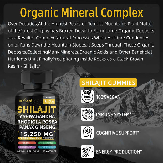 Natural Himalayan brain memory immune support shilajit capsule - Biyode