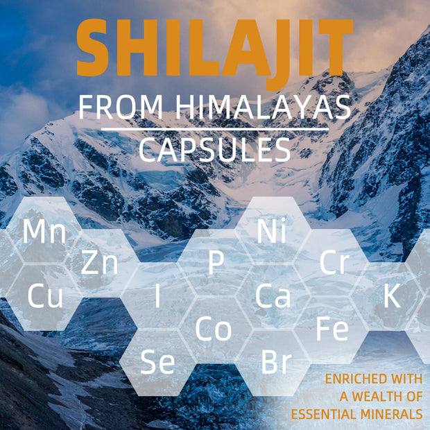 600mg Shilajit Himalayan Capsules with Organic Shilajit Powder Natural Fulvic Acid - Biyode