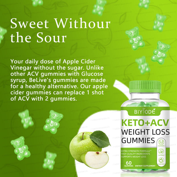 Apple Cider Vinegar Gummies With The Mother Keto & Weight Loss Aid - Biyode